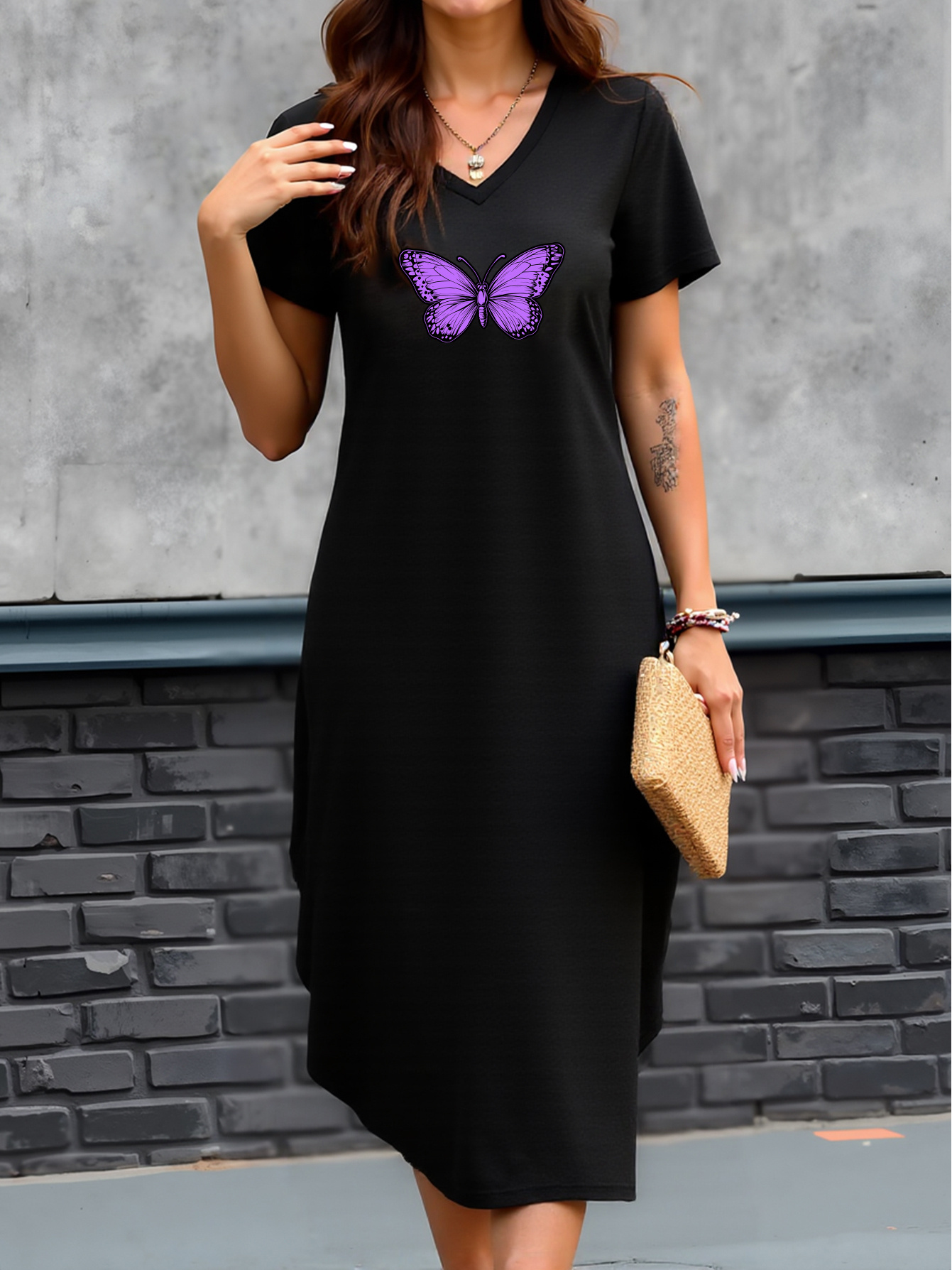 open lace back dress Purple Cotton Gothabilly Dress main image 1