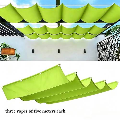 telescopic outdoor awning green and yellow thickened uv resistant rectangular sun shade tent special awning for rvs and outdoor window use rainproof and with meter ropes
