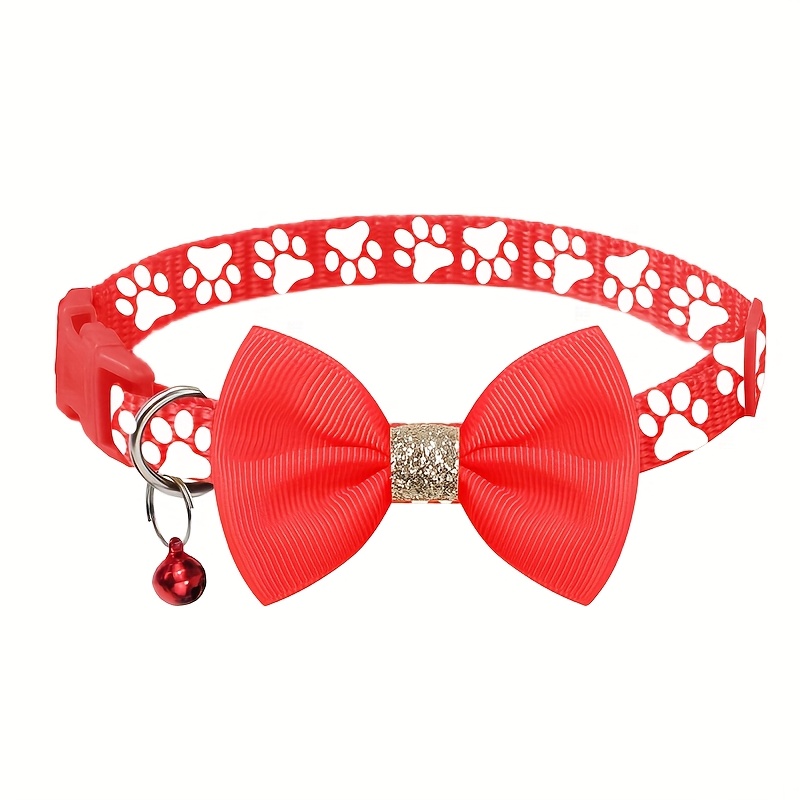 1pc pet collar with adjustable cute bow tie collar design   black gray brown with paw print pattern durable polyester material suitable for small and large dogs and cats for daily use and special Product details 15