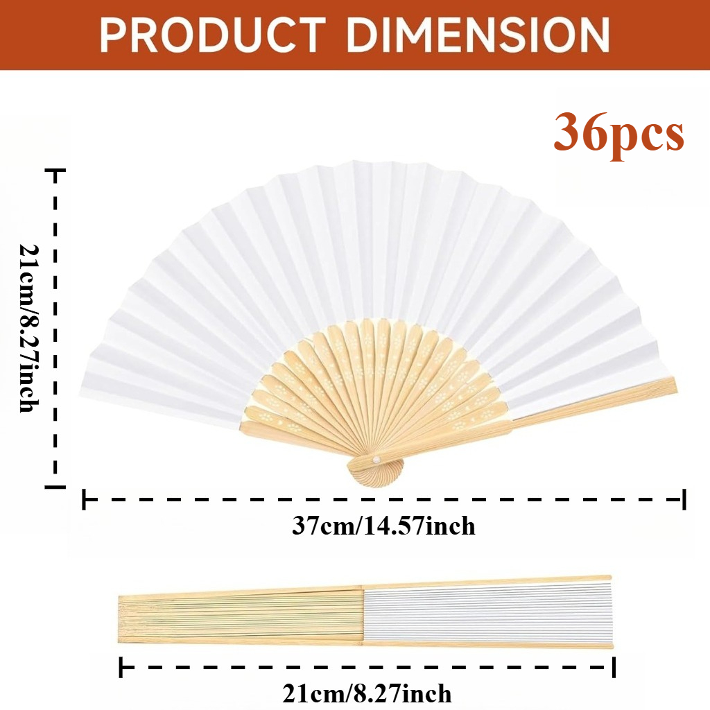 Image of 36pcs Classic Foldable Bamboo Handheld Fans – Perfect For Handmade Decoration, Wedding Favors, Birthday & Party Supplies, Valentine's Day Gifts, Photo Booth Props & Beautiful Event Decorations