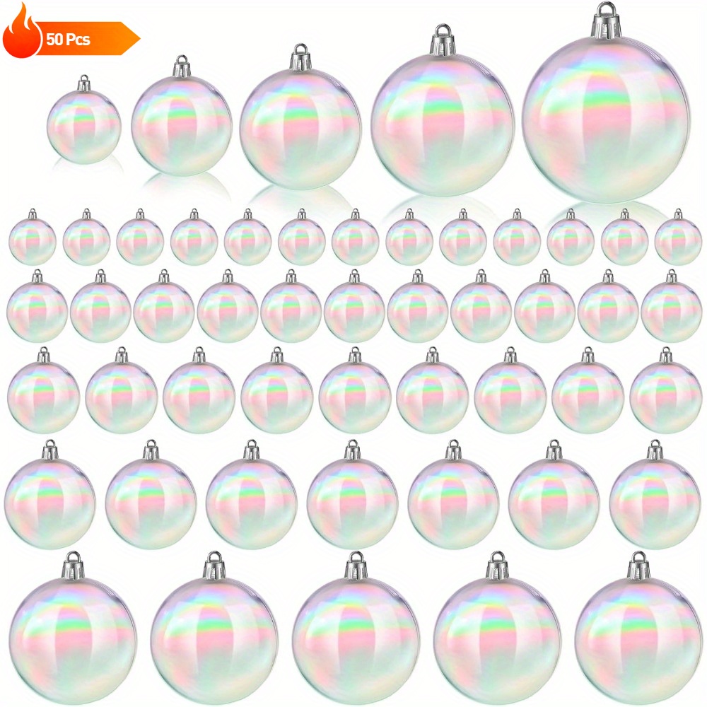 

50pcs Christmas Shatterproof Ornaments Set, Clear Hanging , Diy Decoration For , , Parties - Non-electric, Battery-free Decor