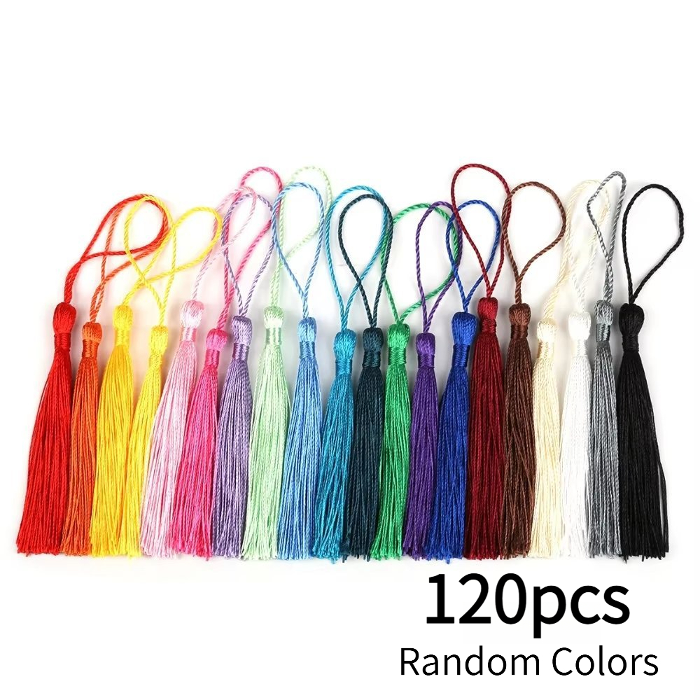 TEMU 120 Mini Borlas, Colores Aleatorios, Marcadores de Libros con Borlas, Borlas Hechas a , Borlas para Hacer Llaveros, Decoraciones, Marcadores,