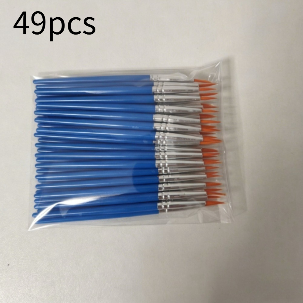 TEMU Set de 49 pinceles pequeños de punta, pinceles de nailon con mango corto de plástico, adecuados para en el aula, se pueden utilizar para pintura