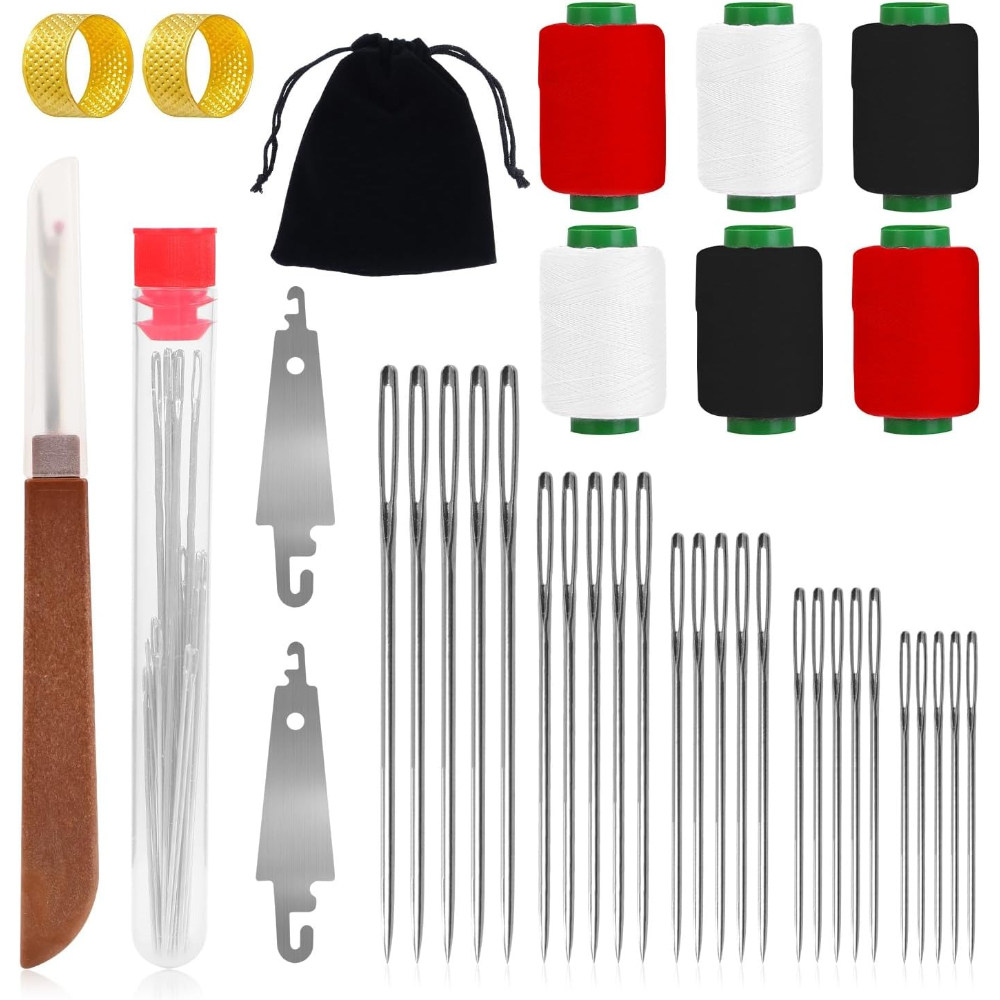 E-shop Stahl Nähnadel Set, Nähwerkzeug Set, Stahl Nadeln für Handnähen, Nadel Faden Handreparatur Werkzeuge mit schwarzer Aufbewahrungstasche, für Näh-