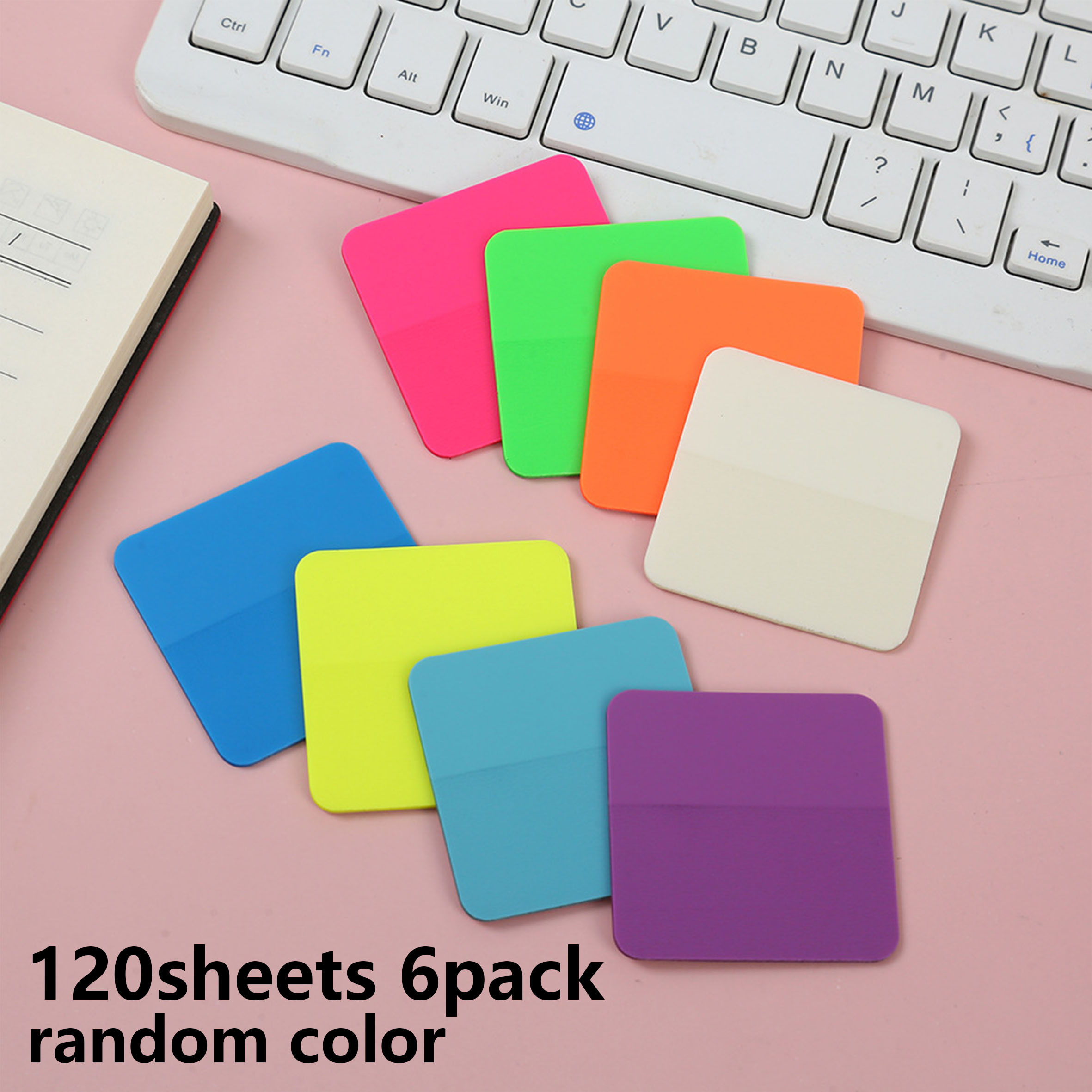 TEMU 120 Transparent Sticky Notes, Of Random Color Pet Self-adhesive Note Pads For Reading Markers, Book Annotations, Office And School Supplies
