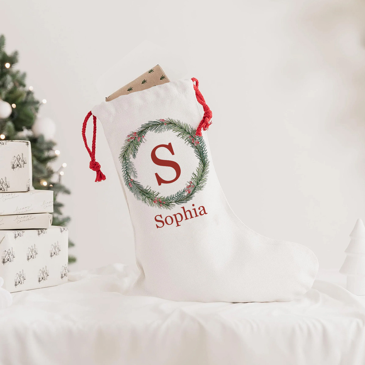 TEMU Customized Christmas Stockings Featuring Unique Name Initials, Ideal For Holiday Gifts, Christmas Eve Bags, And Decorations For The Fireplace,