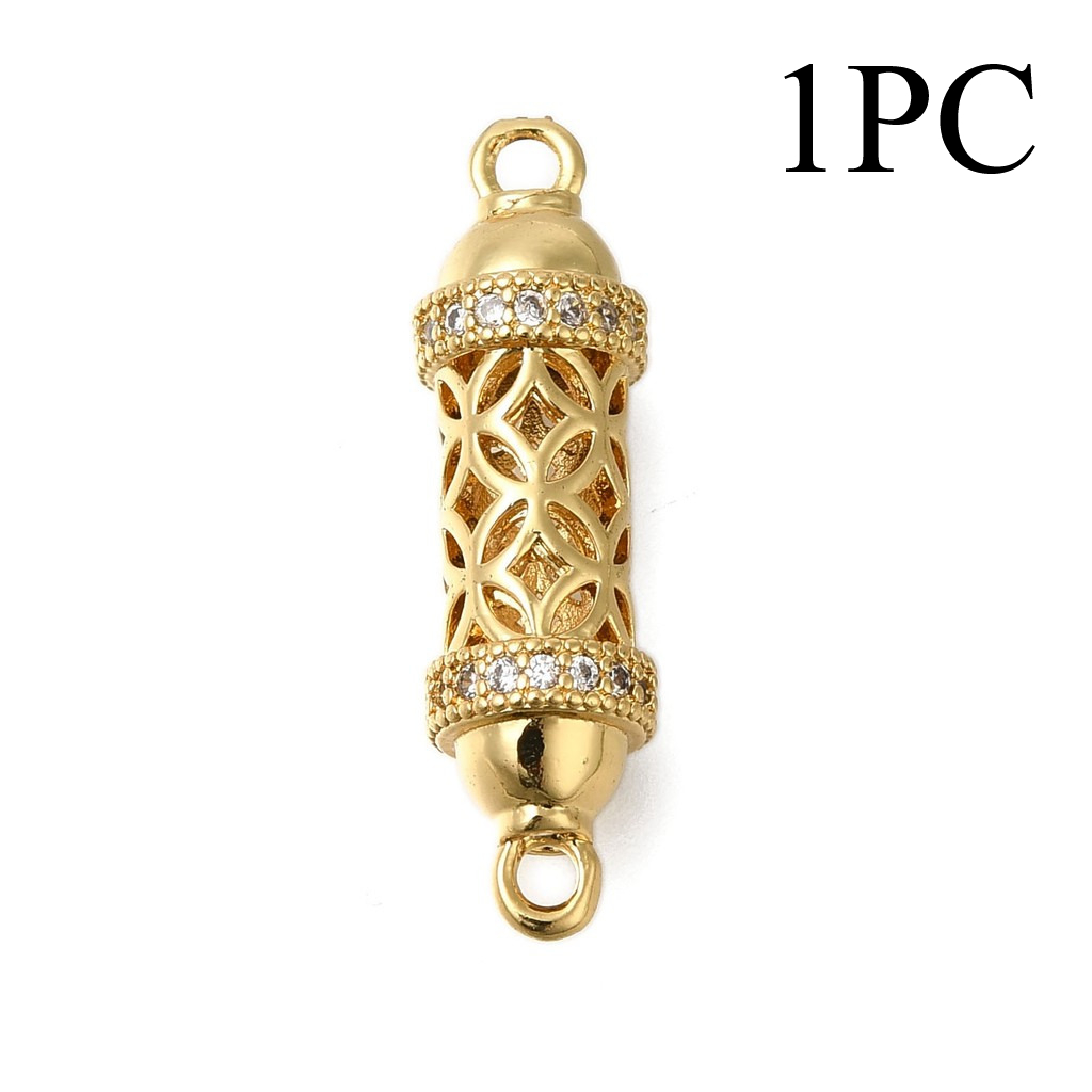 TEMU 1 pieza Dijes conectores de eslabones de columna hueca cúbica micro pavé de latón chapado en , en oro de 18K, duraderos, transparentes, .5mm,