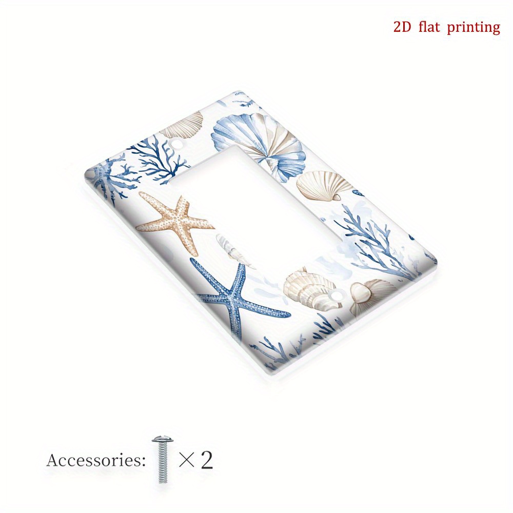 TEMU 1pc 2d Flat Printing Nautical Pattern Light Switch Cover, Versatile, Easy To Clean, For Bedroom, Kitchen, And Home, Unique Room Decor Accessory,