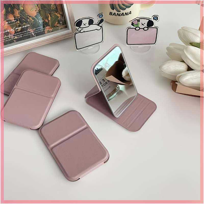 Foldable Mini Makeup Mirror with Adjustable PU Stand