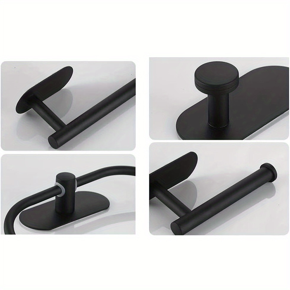 4pcs stainless steel bathroom hardware set   wall mount toilet paper holder towel rack no drilling required   sleek   for modern bathrooms bathroom accessories Product details 1