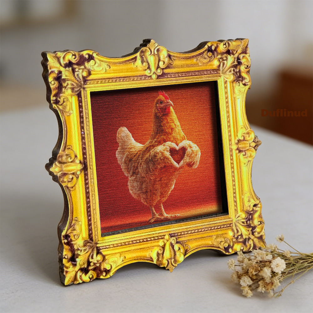 TEMU 1pc Duflinud Wooden Hen Fridge Magnet With Heart Hands - Wood Mini Square Brown Hen Decoration Suitable, Refrigerator Door, Board, Wood Grain, Holiday Gift For, Farmhouse Decor, Shower Gift
