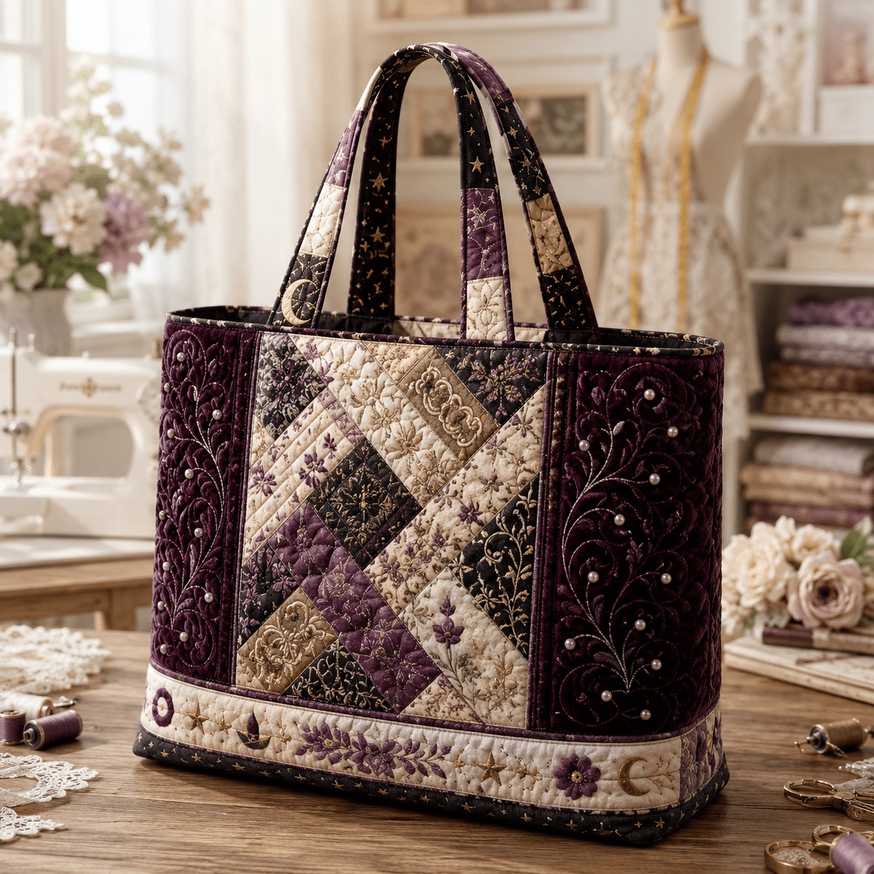 TEMU Sac fourre-tout matelassé 17 X 15 pouces pour femmes, motif de tissu robe , design de rouleau luxueux, sac à main , grande pour les , le