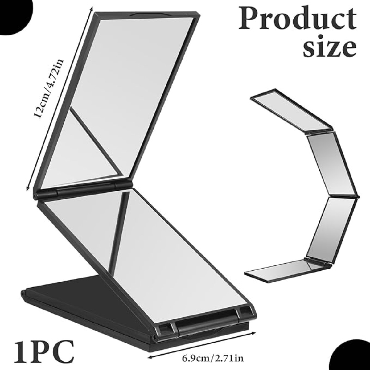 TEMU Mirror Foldable Makeup Mirror Portable 360 Degree Handheld Hairdressing Mirror Personalized Hairdresser Desktop Hairdressing Tool Pink Hair Clip