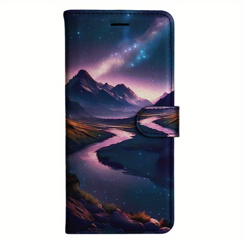 TEMU Phone Case: Mountains And Rivers Flip Wallet Case For S8 S9 S10 M10 A30s A50s Note 10 20 A10s A20s A51 A71 S20 A11 A31 S20 S21 A42 A12 A16 A32