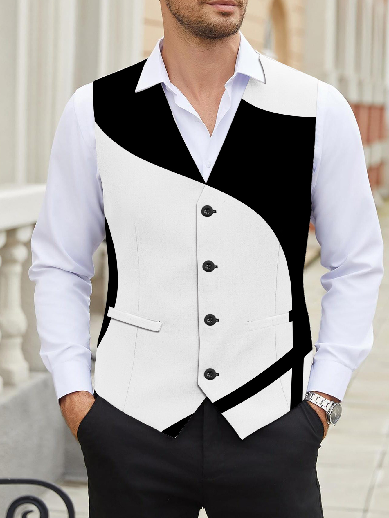 Colete Masculino com Estampa Digital, Estilo Rua Confortável e Moderno 2