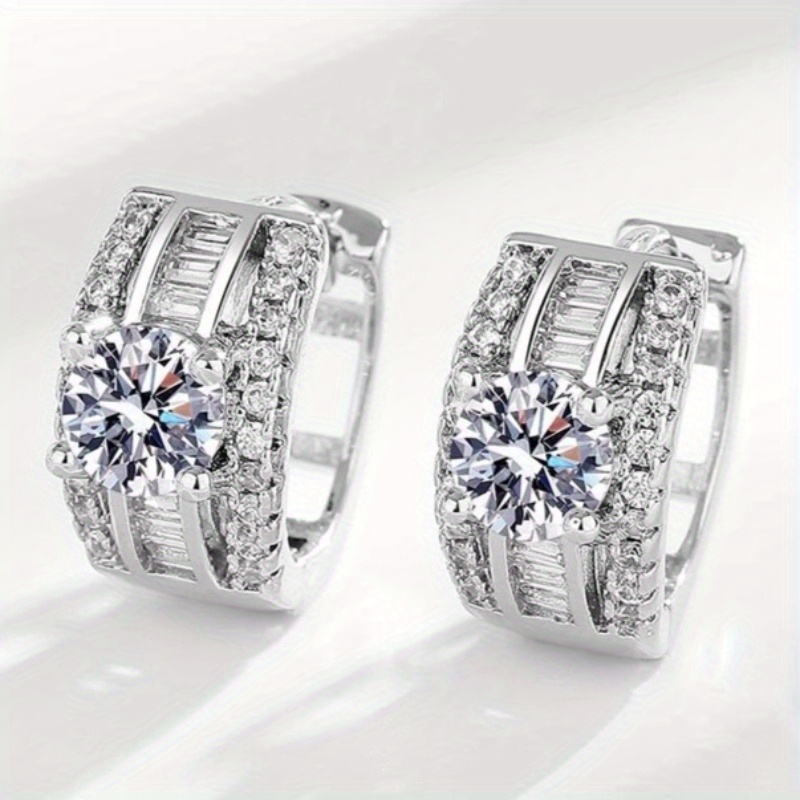 Image of Elegant Wide Hoop Earrings Featuring Of Zirconia With A Luxurious Four-claw Inlay, Suitable For Men And Women For Parties Or Everyday Casual Wear