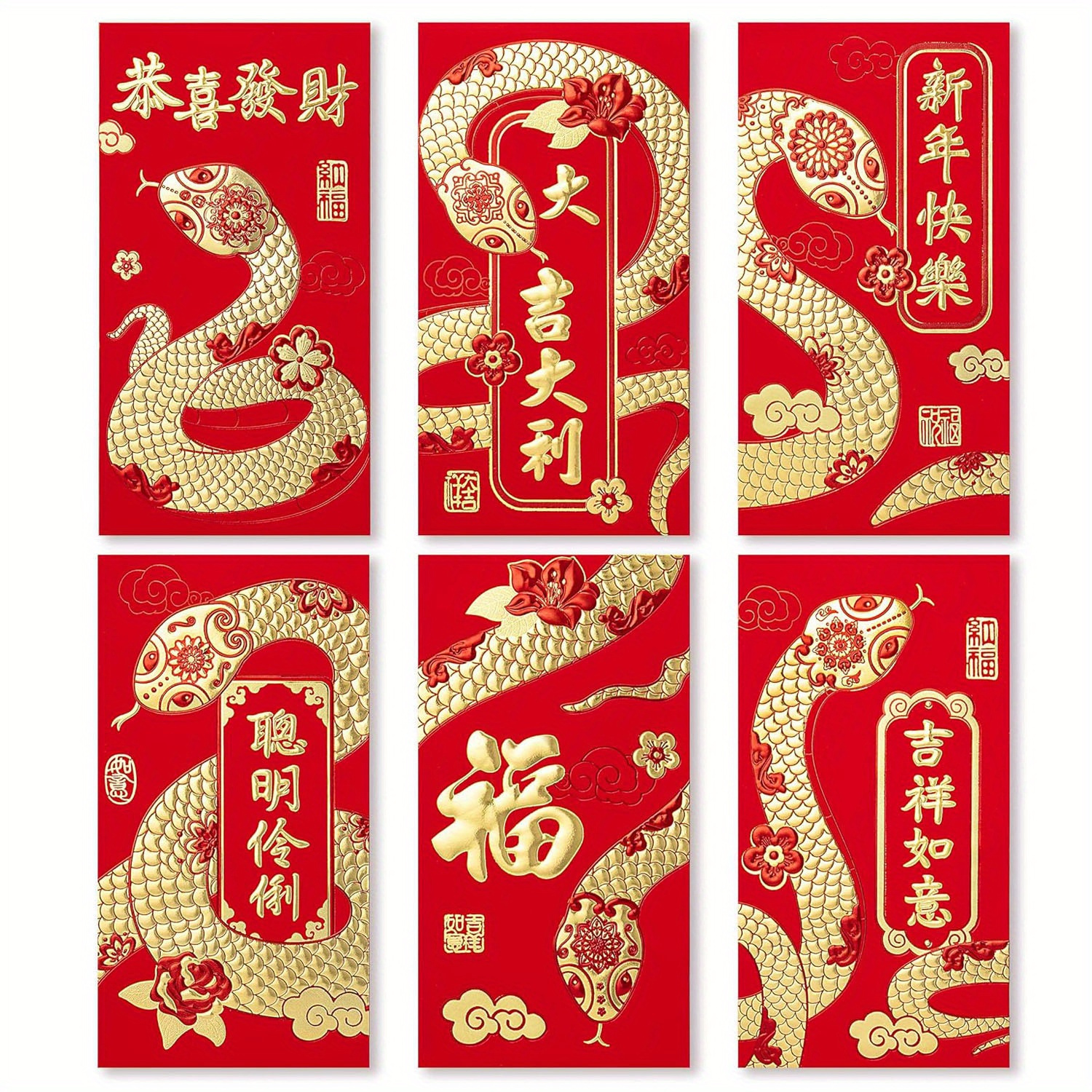 

36pcs Red Envelopes Chinese New Year, Red Chinese Envelopes For Money 2025 Snake Lunar New Year, 6 Designs