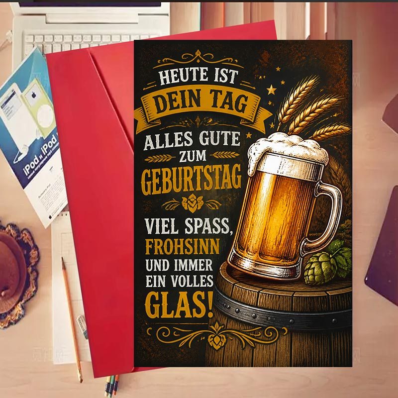 TEMU 1 Set Bier-Geburtstagsgrußkarte für Erwachsene, ideales Geschenk für Bierliebhaber an Geburtstagen, feiern mit Prost guten Wünschen