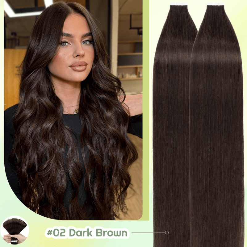 Image of Thick Tape In Hair Extensions Human Hair Suitable For , Natural Straight Invisible Tape Weft Extensions For Scalp Concealment & Seamless Blending - For Volume & Lengthening