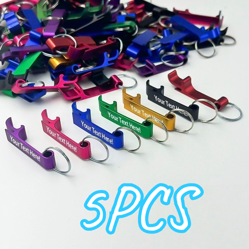 TEMU 5/15pcs Customized Engraved Bottle Opener Keychain, Compact And Portable, Customized With Easy Logos - Text, In Random Colors. Suitable For