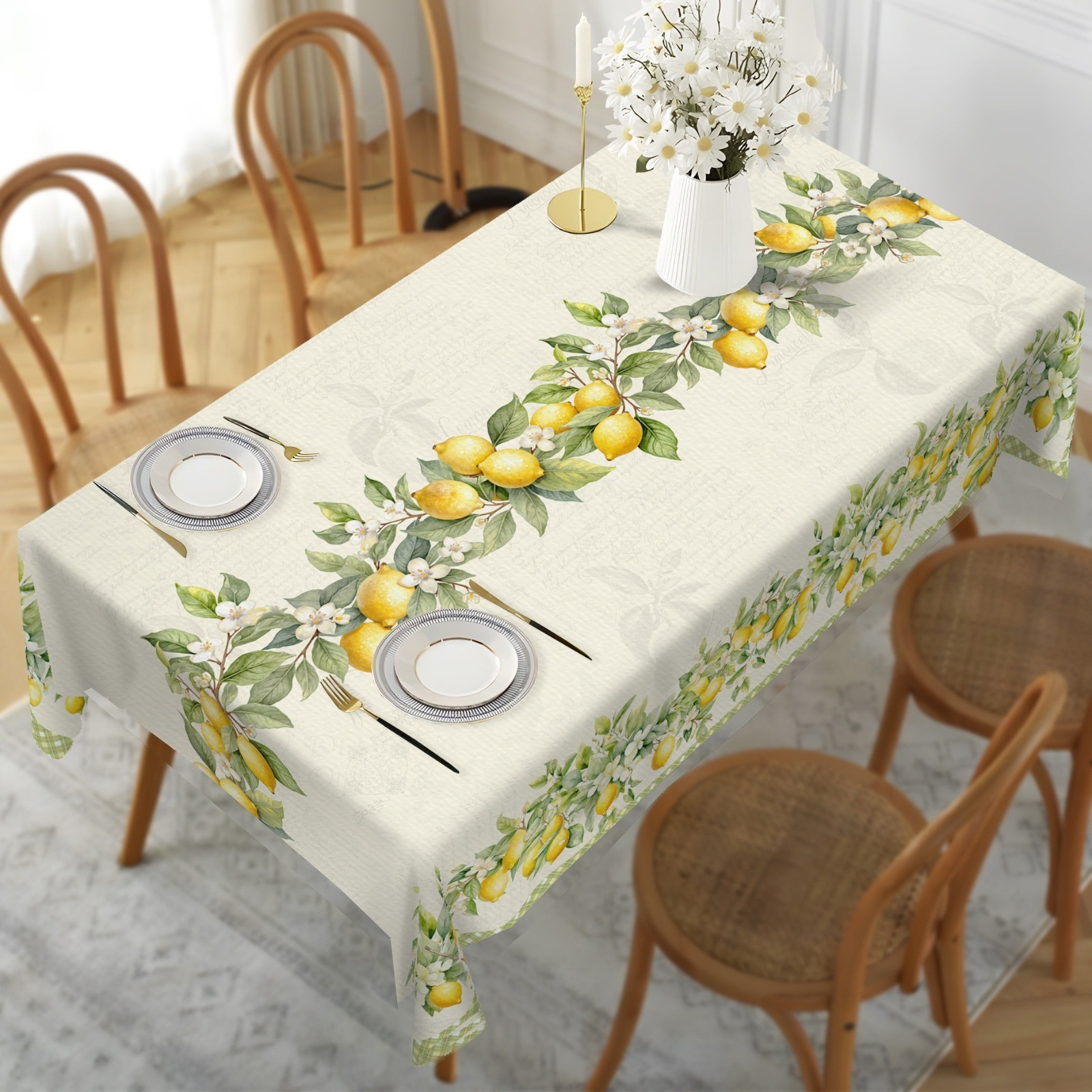 TEMU Tovaglia 1 pz con Albero di Limoni Verde Limone e Lime - Copritavolo Rettangolare Verde per Feste Interne/Esterne, Decorazioni Nuziali,