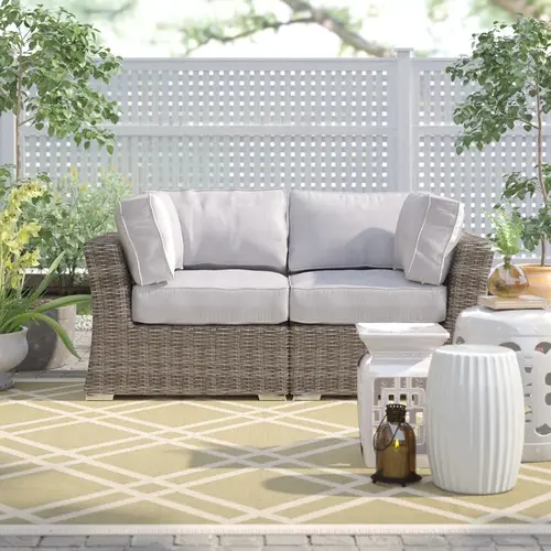 fully assembled 66 outdoor wicker loveseat with cushions