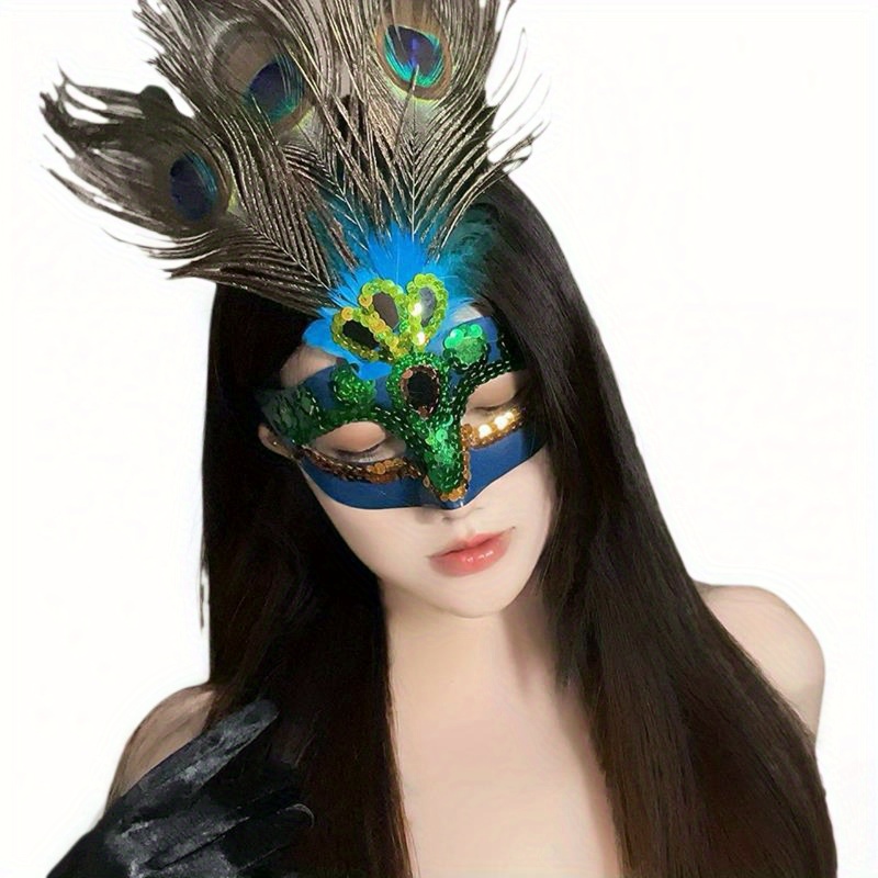 2025 New Elegant Artificial Feather Venice Mask - Luxurious Female Halloween/christmas/carnival Party Costume Additions