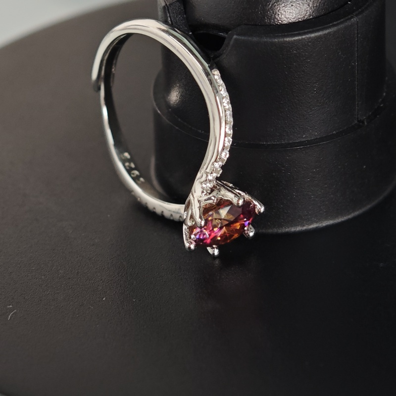 1pc 1.7g S925 Pure 1 Moissanite Sun Flower Ring Adjustable Ring