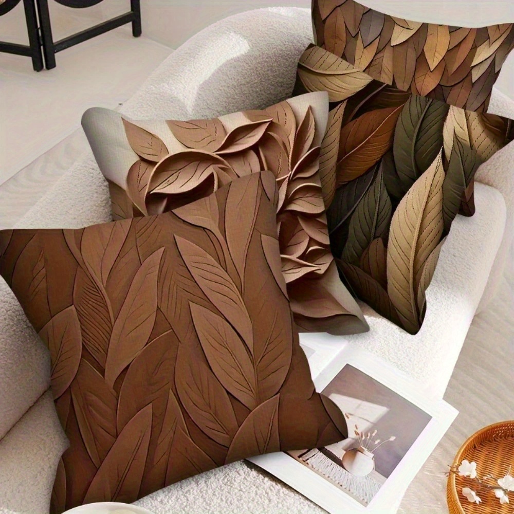 4pcs 2d flat   sided print non embroidered leaf texture pillowcase machine washable suitable for daily e valentines day mothers day   halloween thanksgiving christmas holiday decoration Product details 4