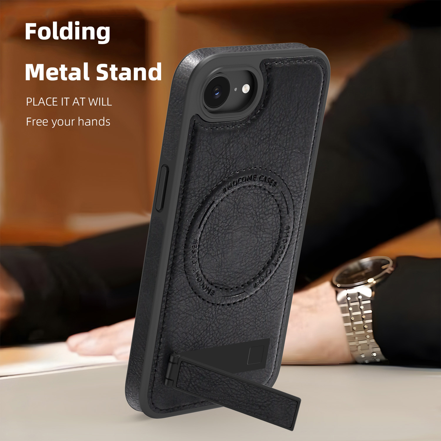 TEMU 16e Phone Case With A Stand, Supports Magnetic Back Cover, Made Of Leather Material.