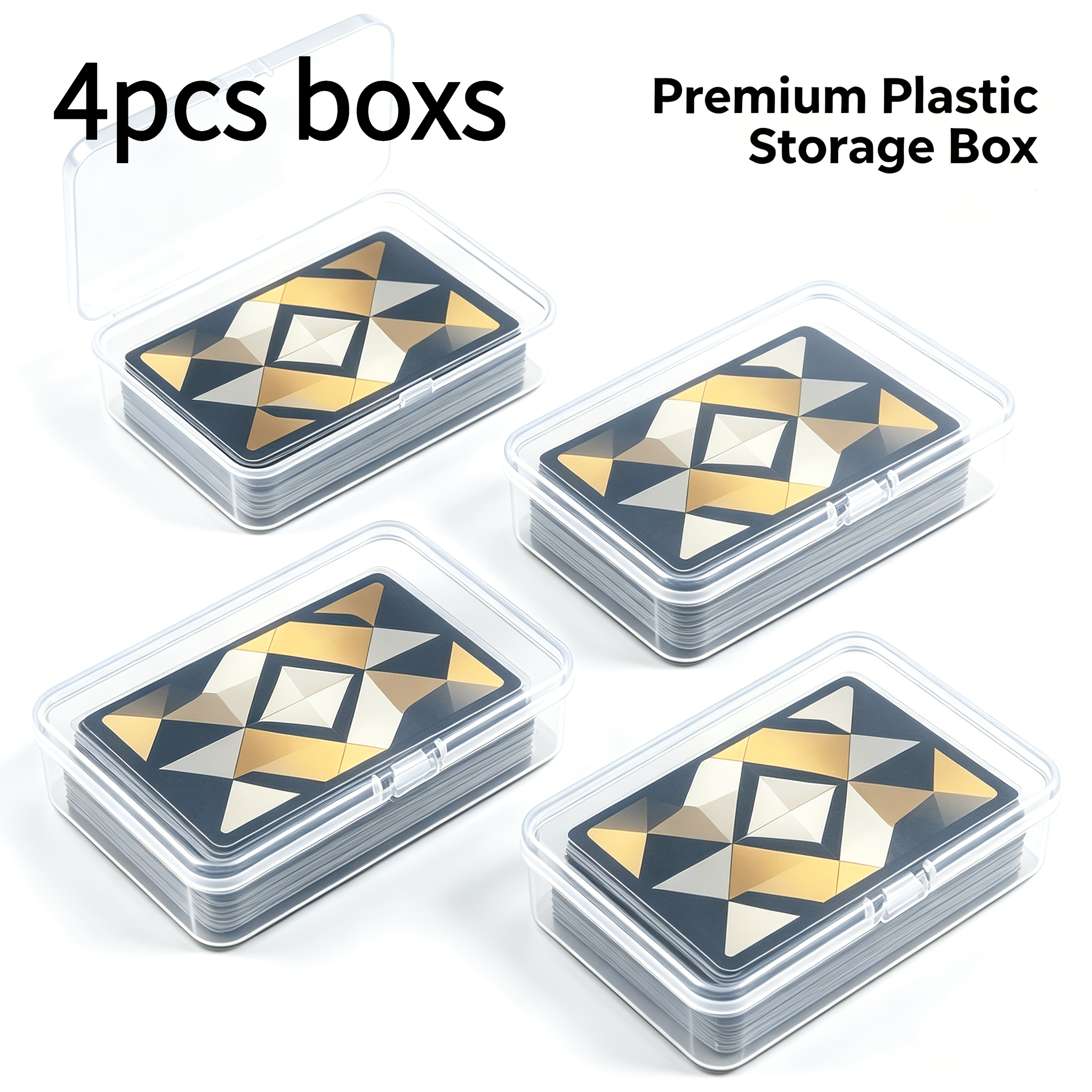 TEMU 4pcs Card Storage Boxes, Suitable For Poker Cards And Business Cards, Home Bedroom Desktop Vanity Organizer, Bedroom Storage, Business Card