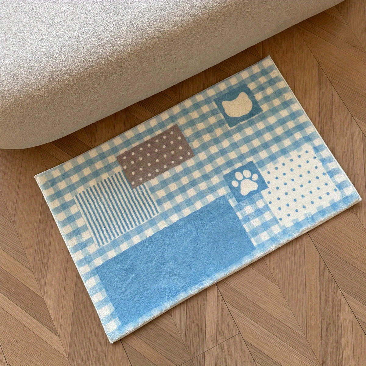 1pc of imitation cashmere 1000g m density 1cm thickness 50x80cm 19 7x31 5 inches a plaid pattern carpet suitable for living room bedroom bedside long rug soft and fluffy carpet cute home decoration carpet ideal as a holiday gift for Product details 3