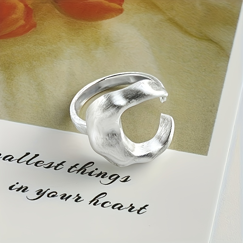 Frosted Moon-Shaped Ring, Elegant and Fashionable