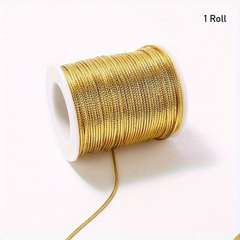 Image of 1 Roll 1mm Wide 3937.01inch Long Golden And Silvery Thread Diy Handmade Weaving Wrapping Thread Tassel Material