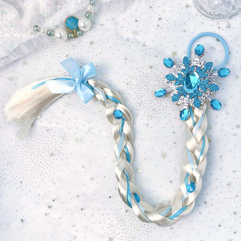 TEMU วิกผมพร้อมที่คาดศีรษะมงกุฎเจ้าหญิงเอลซ่าจากดิสนีย์ Frozen