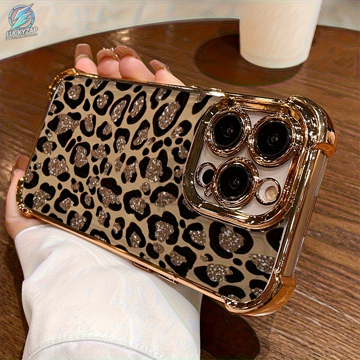 Phone Case - Luxury High-end Shiny Brown Leopard Print Four-corner Anti-fall Protective Case, Suitable For Iphone 17/17 Air/17 Pro/17 Pro Max/16/15/14/13/12/11 Pro Max/plus, Shockproof Stylish Design