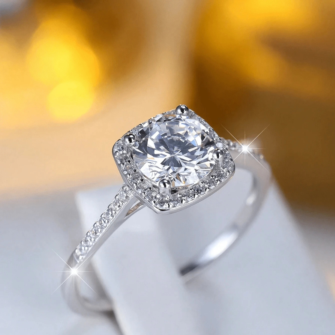 Women's 0.5/1/2/3/5/10 Carat White Moissanite Square-Shaped Ring, 925 Silver