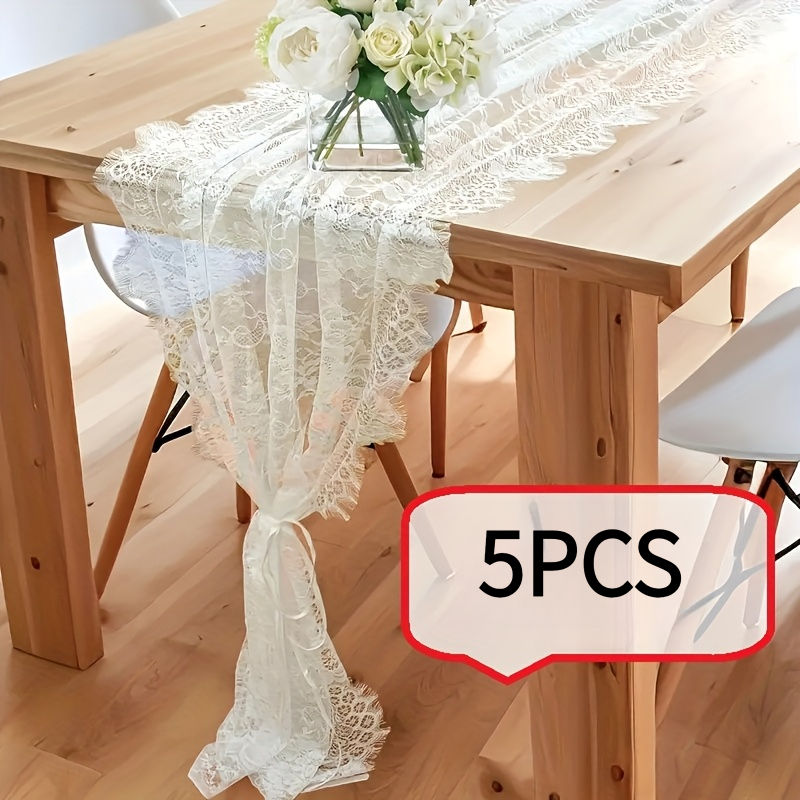TEMU Set da 5 Runner da Vintage in Pizzo - Copritavolo in Pizzo Stile Boh矇mien a - per Matrimoni, Fidanzamenti e Celebrazioni - per Arredo - Regalo