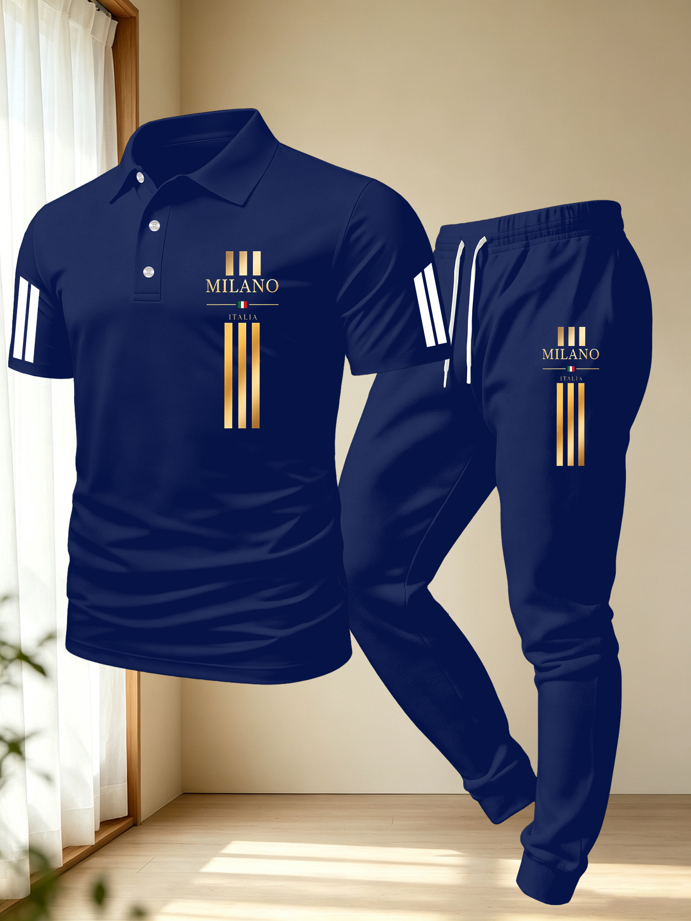 Conjunto de Calças Polo Minimalista Casual Masculino