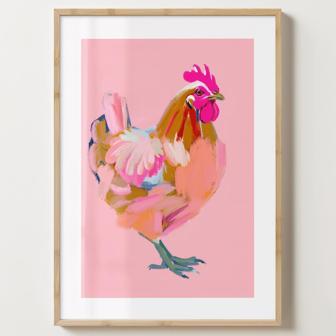 E-shop 1 Stück Rahmenlose Minimalistische Hühner/Tier Wandkunst Druck - Weiche Tuschemalerei geeignet für Schlafzimmer & Wohnzimmer Dekor - Abstraktes