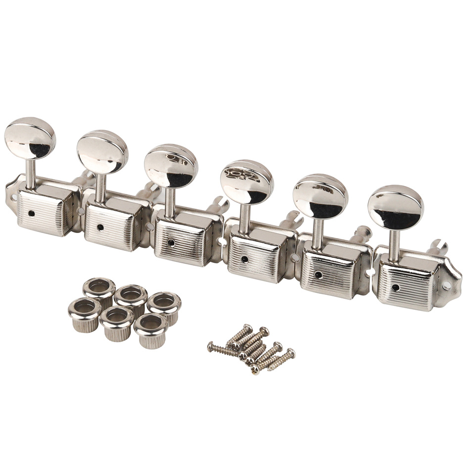 One Set of 6-in-Line 6R Nickel Silvery Vintage Electric Guitar Machine Heads Tuners Tuning Key Pegs Guitar Accessories