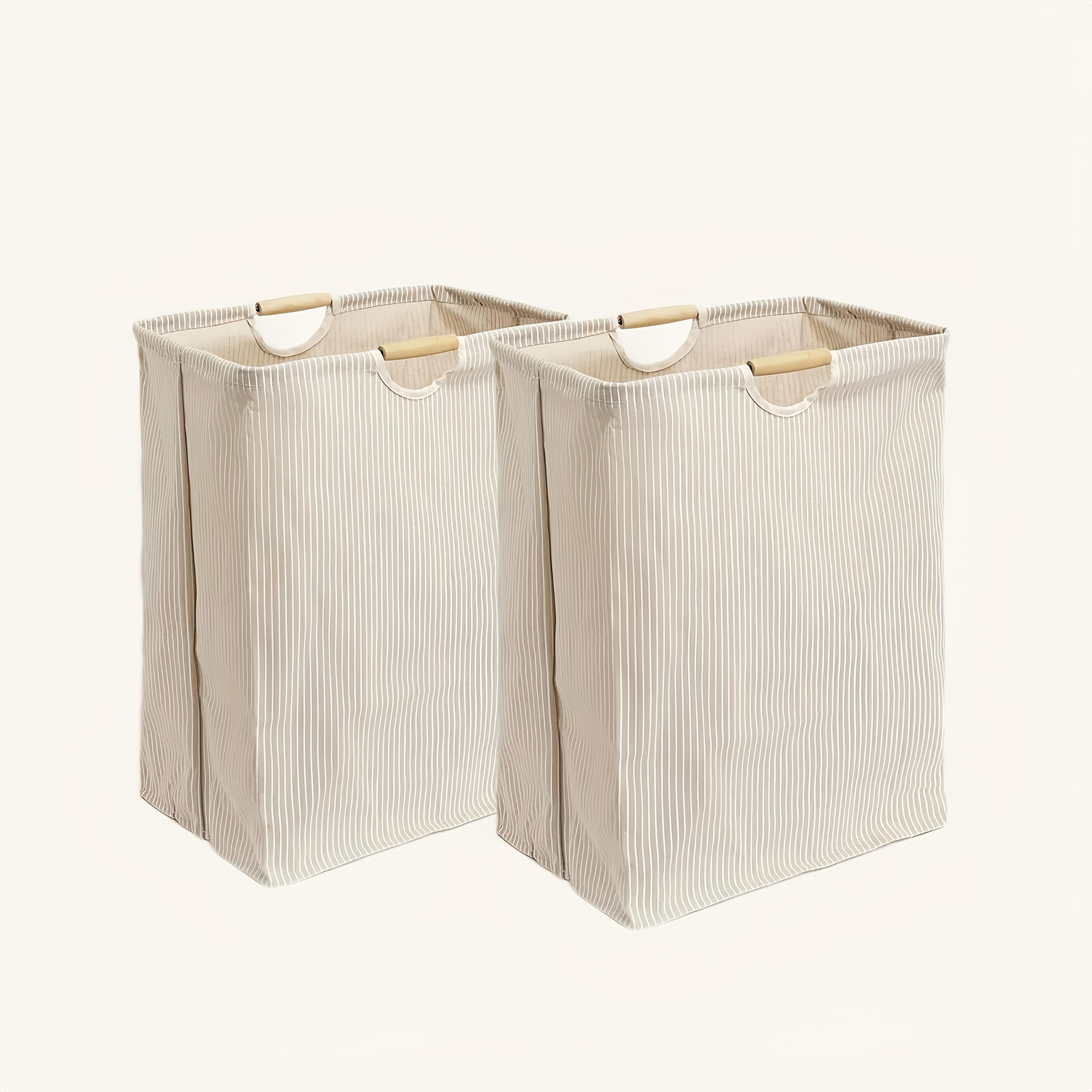 TEMU 2pcs, Large Foldable Laundry Basket With Wooden Handle, Durable Storage Container, Bathroom, Bedroom, Laundry Room | -saving, Laundry Baskets