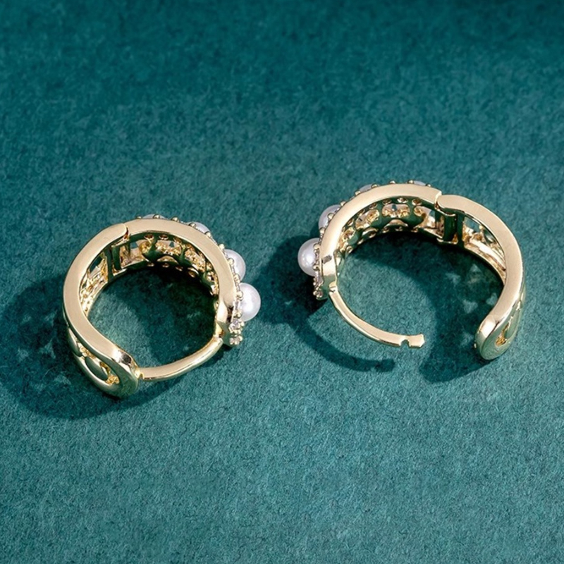 Women's Synthetic Zirconia Hoop Earrings, Elegant Design