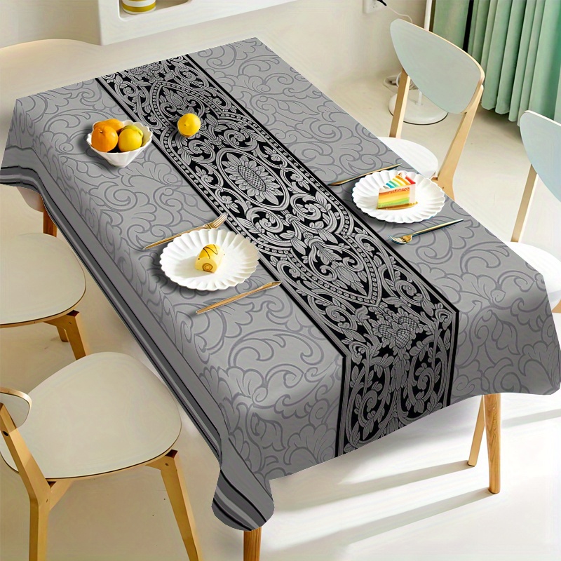 TEMU 1pc Luxurious European Tablecloth | Rectangular Table Cover, 220x140cm, With Complex Floral Patterns, Durable And Easy To Clean, Suitable For