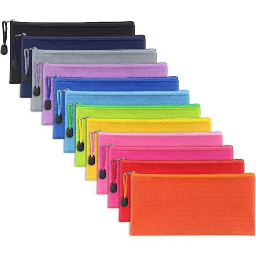 of 12 pencil cases wholesale canvas stationery organizer bags for supplies cosmetics hair clips and small travel accessories