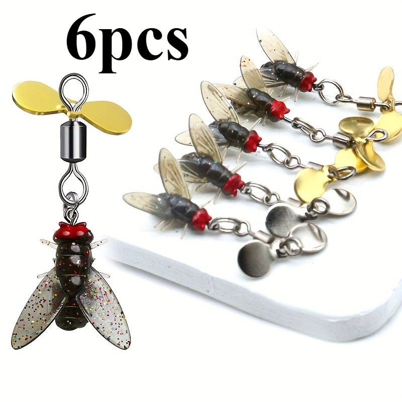 TEMU 6-pack Bionic Fly Fishing Lure With Propeller - Spinning Lure Hook For Salmon, Trout, And - Durable Pvc Construction