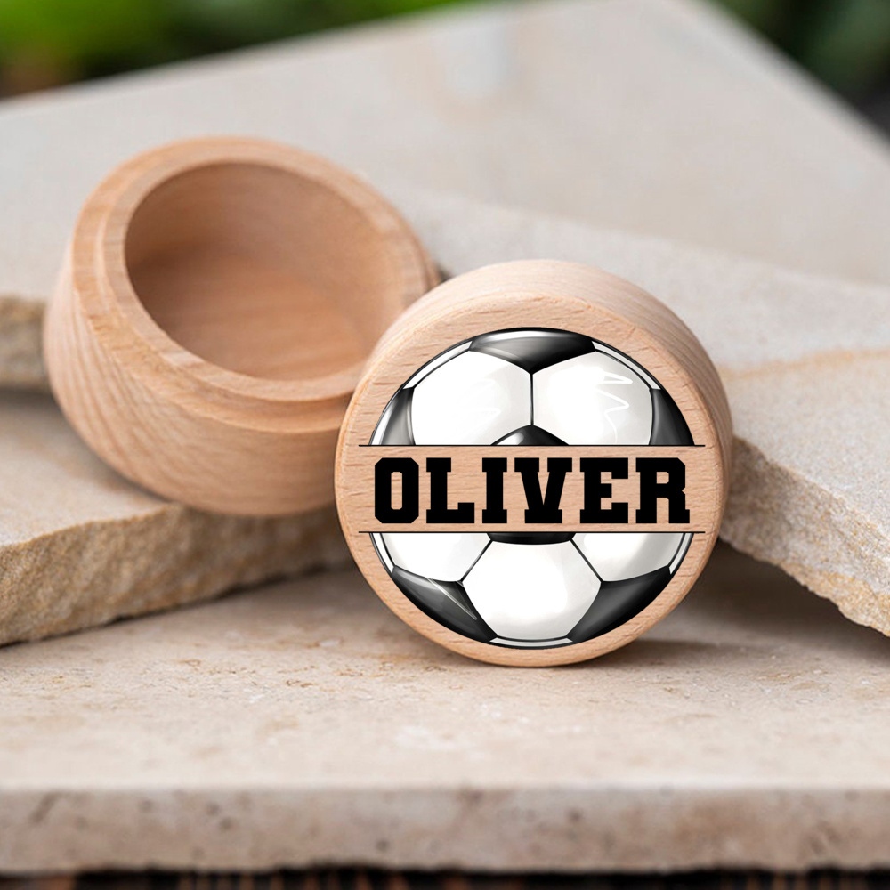 TEMU Custom Wooden Tooth Fairy Box With A Ball Games Design, Personalized Name, Ideal For Storing Teeth And Hair, Perfect For Showers And Birthdays
