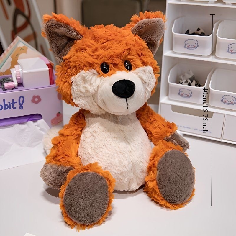 TEMU 1pcs2026 New Cute Forest Animal Fox Plush Pet Toy Doll Animal Fox Doll Creative Cute Orange Big White Belly Fox Plush Doll Soft Filling Fabric