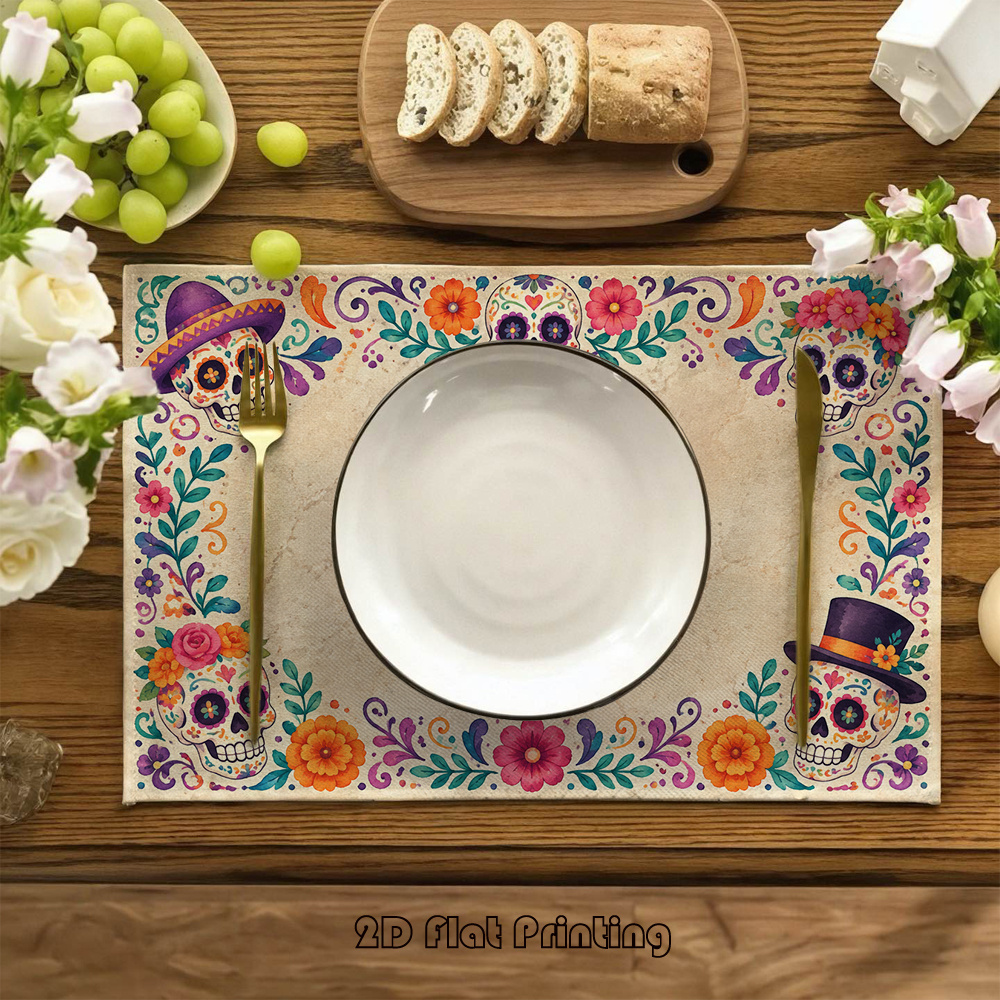 lot de 4 sets de table bohèmes à motif de courge et de   - convient à   les types de décoration de table, protège-tables lavables en machine, pour table à manger, réunions de fêtes, décoration de table  