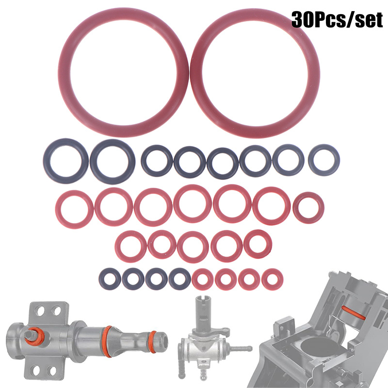 E-shop 30-teiliges O-Ring-Dichtungssatz-Set aus Silikon für Kaffeemaschine, Brühgruppe, Auslaufanschluss, Dichtungsringe, Zubehör